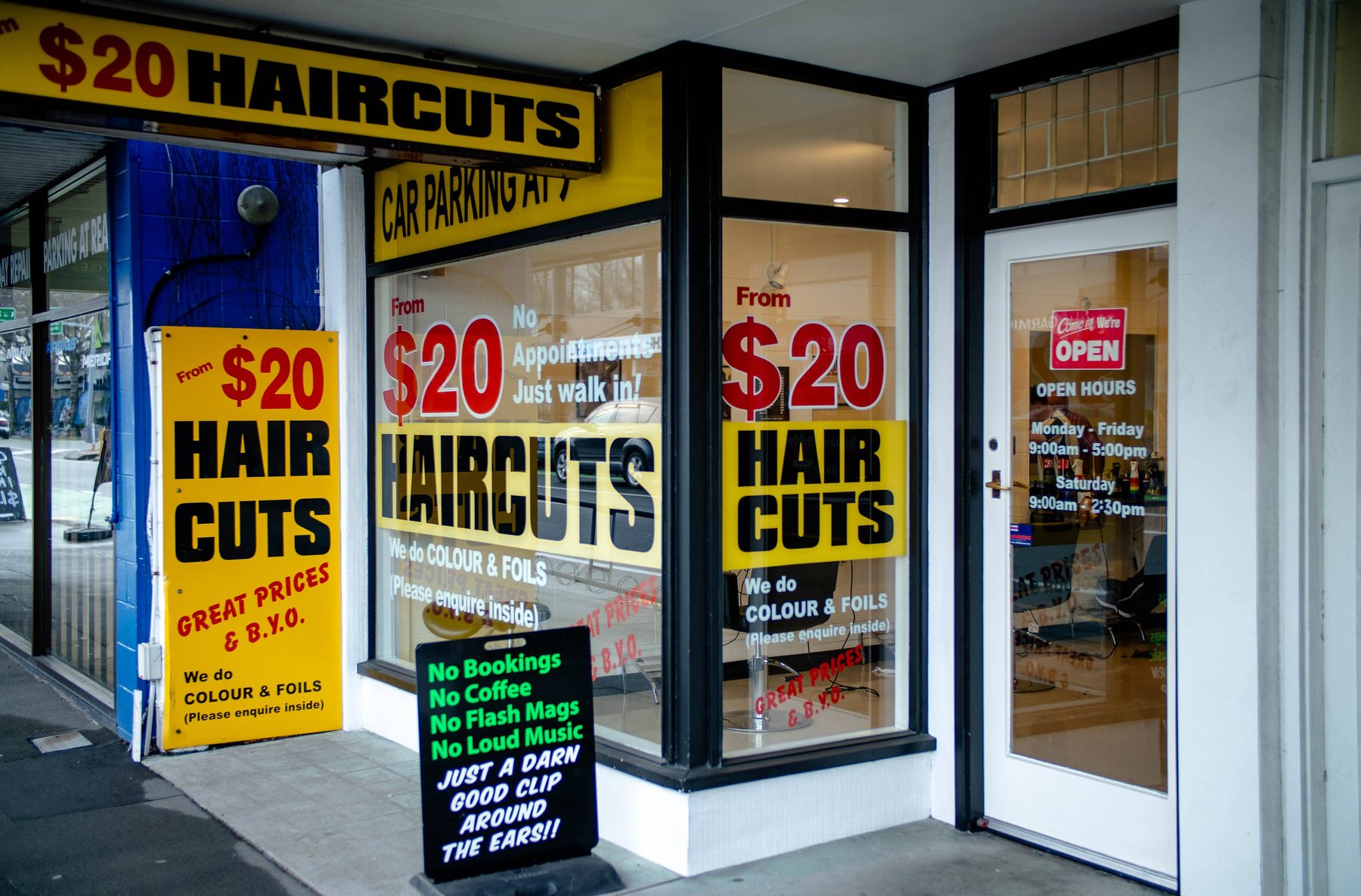 The From $20 Haircuts storefront on Papanui Road